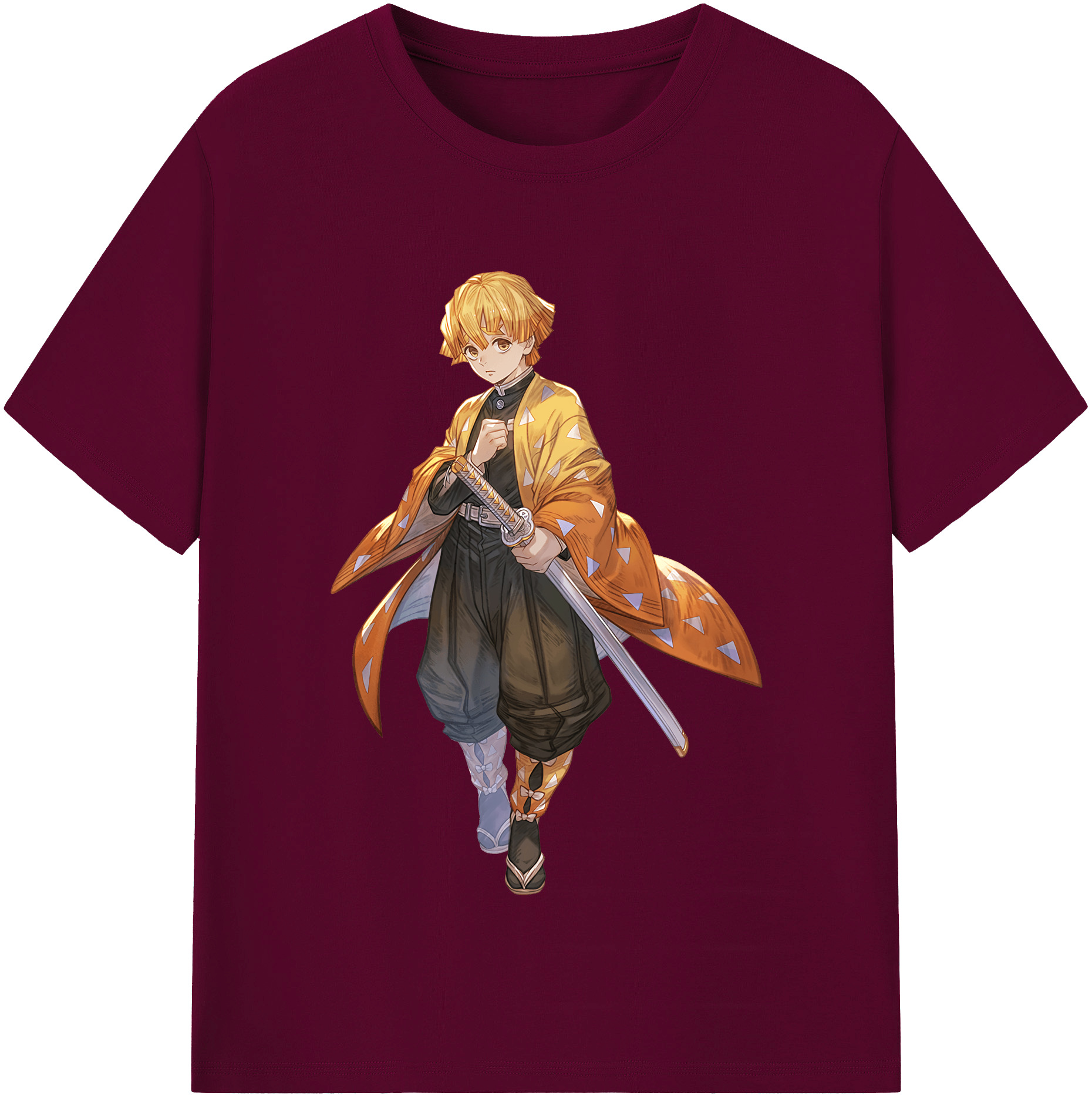 （画像用） 鬼滅の刃（きめつのやいば）我妻 善逸／あがつま ぜんいつ Agatsuma Zenitsu レディースカジュアルプリントTシャツ（綿100％）